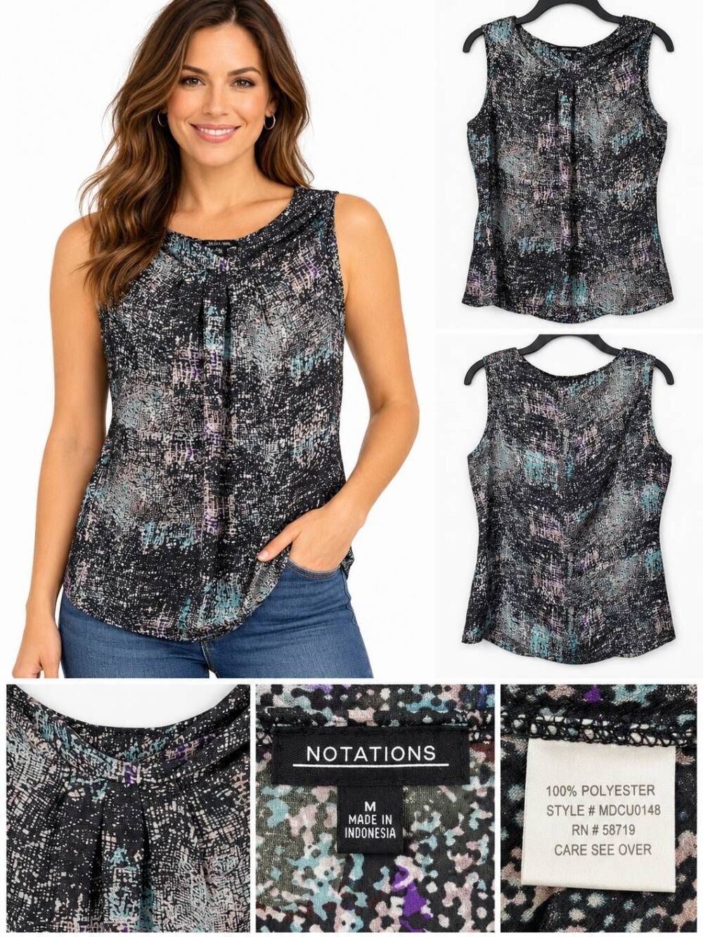 Notations Medium Black Blouse Top